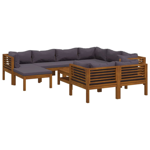 10 Piece Garden Lounge Set With Cushion Solid Acacia Wood Patio Furniture Sets