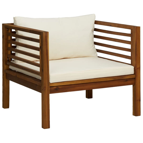 7 Piece Garden Lounge Set With Cream Cushion Solid Acacia Wood Patio Furniture Sets