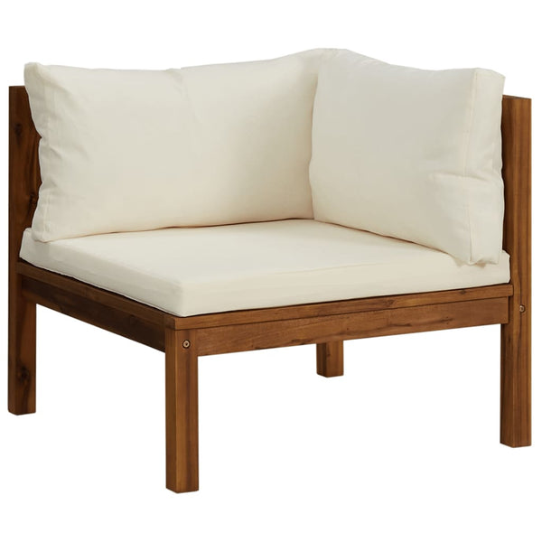 3 Seater Garden Sofa With Cream Cushion Solid Acacia Wood Patio Chairs
