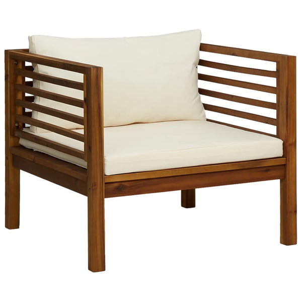 5 Piece Garden Lounge Set With Cream Cushion Solid Acacia Wood Patio Furniture Sets