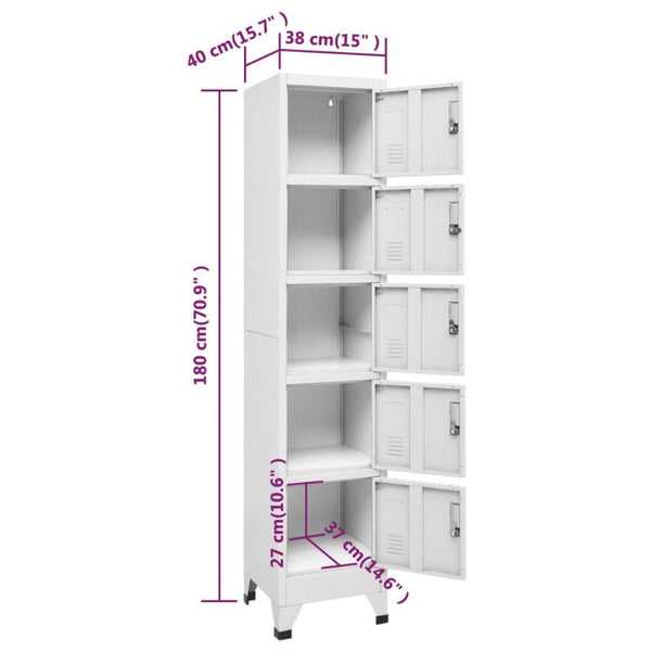 Vidaxl Locker Cabinet Light Grey 38X40x180 Cm Steel Cabinets & Cupboards