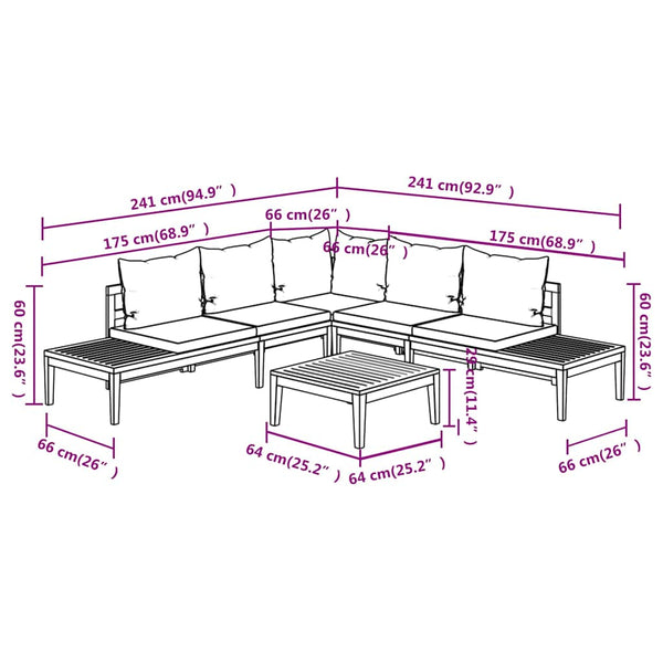 Vidaxl 4 Piece Garden Lounge Set With Dark Grey Cushions Acacia Wood Other Patio & Garden Furniture