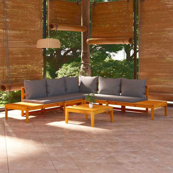Vidaxl 4 Piece Garden Lounge Set With Dark Grey Cushions Acacia Wood Other Patio & Garden Furniture