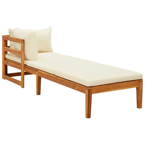 Sun With Cream White Cushions 2 Pcs Acacia Wood Loungers