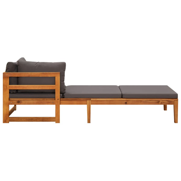 Vidaxl Sun With Dark Grey Cushions 2 Pcs Acacia Wood Loungers