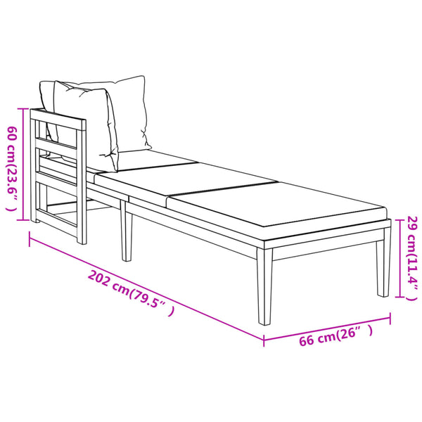 Vidaxl Sun With Dark Grey Cushions 2 Pcs Acacia Wood Loungers