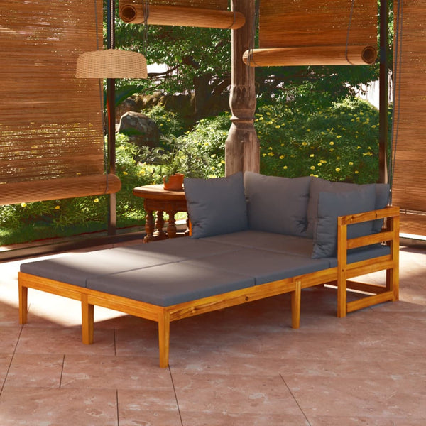 Vidaxl Sun With Dark Grey Cushions 2 Pcs Acacia Wood Loungers