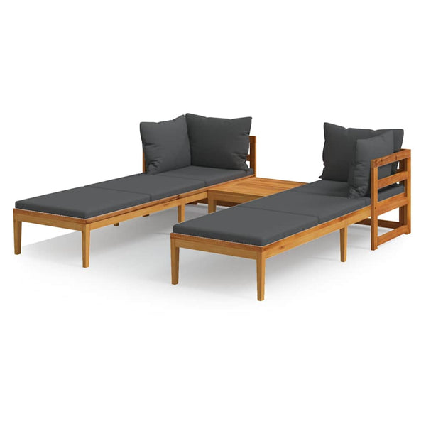 Vidaxl 3 Piece Garden Lounge Set With Dark Grey Cushions Acacia Wood Other Patio & Garden Furniture