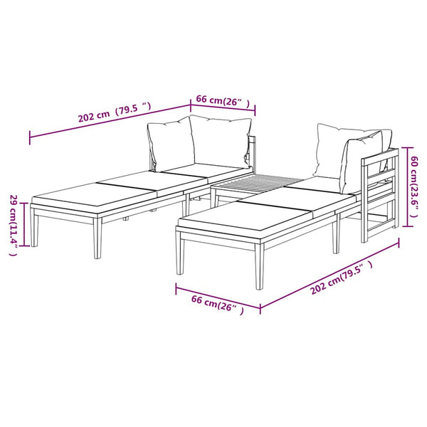Vidaxl 3 Piece Garden Lounge Set With Dark Grey Cushions Acacia Wood Other Patio & Garden Furniture