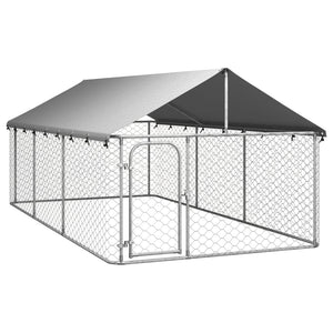 Outdoor Dog Kennel With Roof 400X200x150 Cm