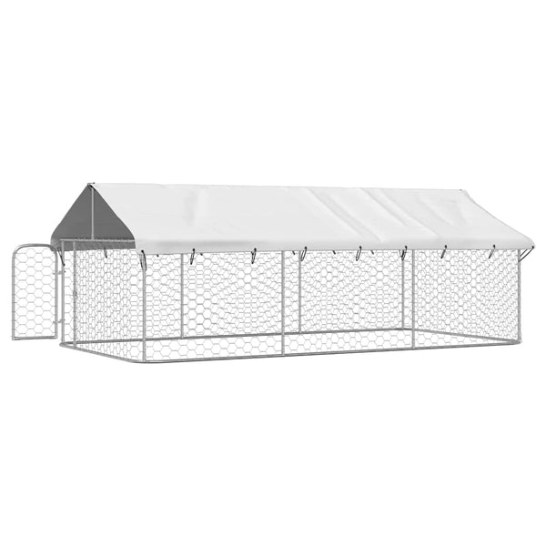 Galvanised Steel Outdoor Dog Kennel With Roof And Lockable Latch System Dog Kennels