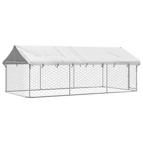 Galvanised Steel Outdoor Dog Kennel With Roof And Lockable Latch System Dog Kennels