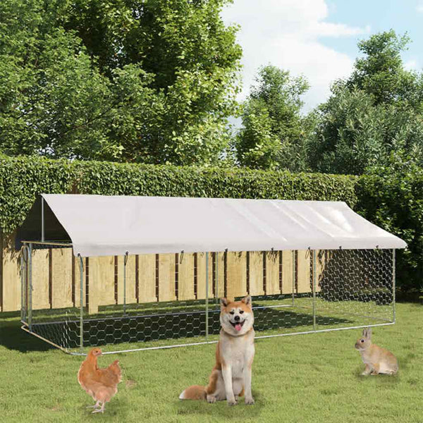 Galvanised Steel Outdoor Dog Kennel With Roof And Lockable Latch System Dog Kennels