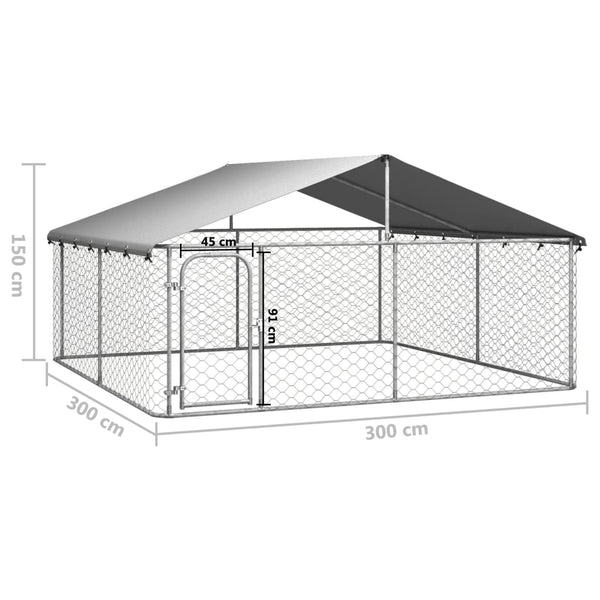 Outdoor Dog Kennel With Roof 300X300x150 Cm