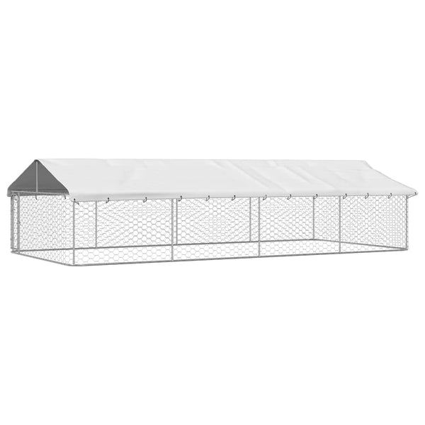 Galvanised Steel Outdoor Dog Kennel With Roof And Lockable Latch Pet Supplies Dog Kennels
