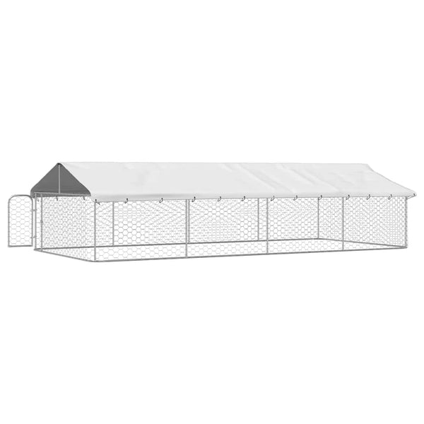 Galvanised Steel Outdoor Dog Kennel With Roof And Lockable Latch Pet Supplies Dog Kennels