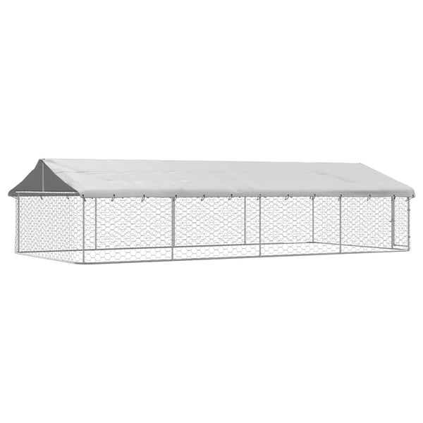 Galvanised Steel Outdoor Dog Kennel With Roof And Lockable Latch Pet Supplies Dog Kennels