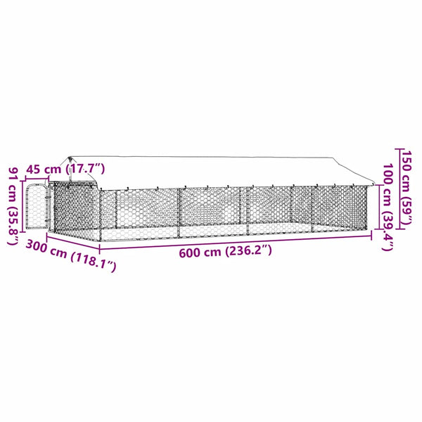 Galvanised Steel Outdoor Dog Kennel With Roof And Lockable Latch Pet Supplies Dog Kennels