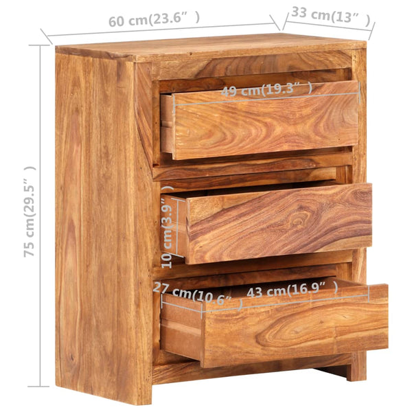 Vidaxl Drawer Cabinet 60X33x75 Cm Solid Wood Acacia Dressers & Chests Of Drawers