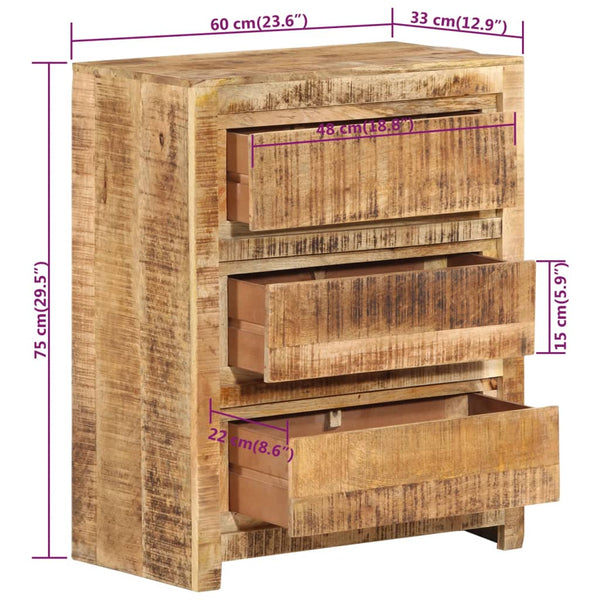 Vidaxl Drawer Cabinet 60X33x75 Cm Solid Wood Mango Cabinets & Cupboards