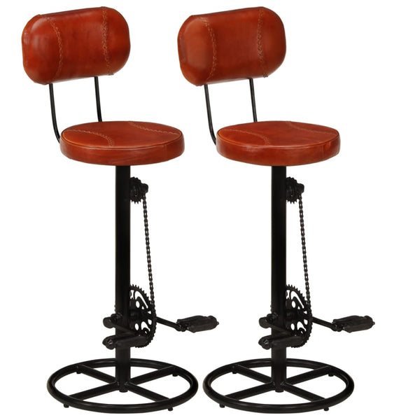 Bar Stools 2 Pcs Black And Brown Real Goat Leather Benches Bar Stools