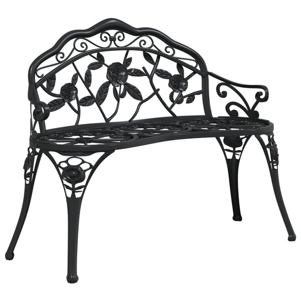 Garden Bench 99 Cm Cast Aluminium Black Patio Benches