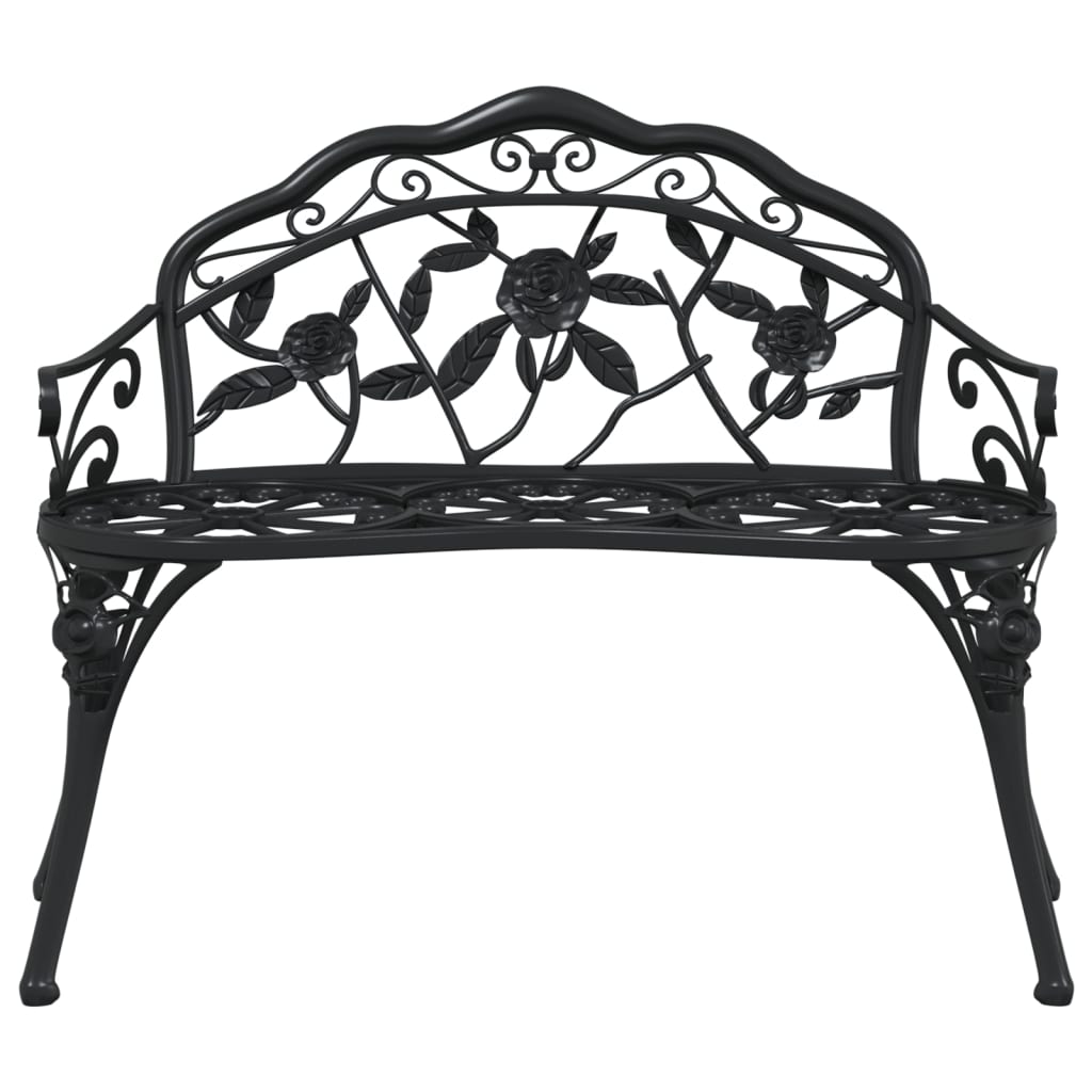 Garden Bench 99 Cm Cast Aluminium Black Patio Benches