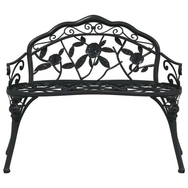 Garden Bench 99 Cm Cast Aluminium Black Patio Benches