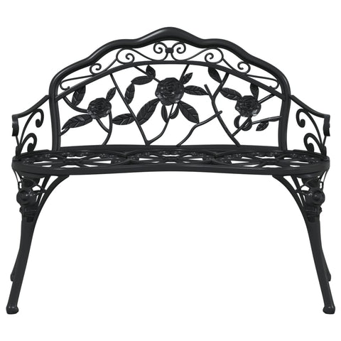 Garden Bench 99 Cm Cast Aluminium Black Patio Benches