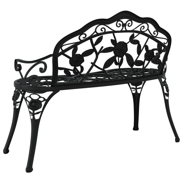 Garden Bench 99 Cm Cast Aluminium Black Patio Benches