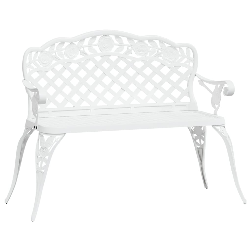 Garden Bench 108 Cm Cast Aluminium White Benches