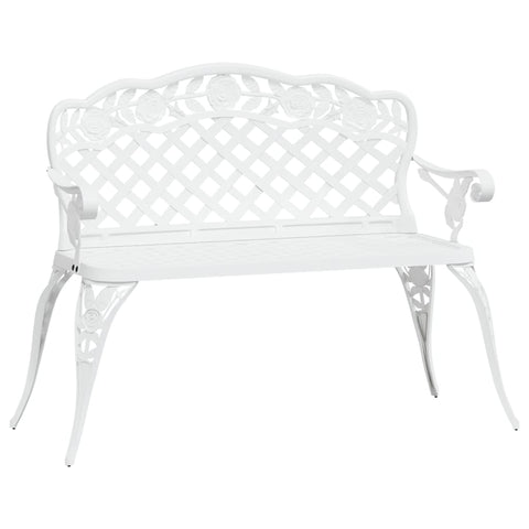 Garden Bench 108 Cm Cast Aluminium White Benches