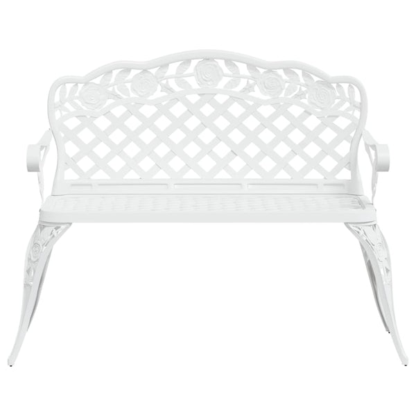 Garden Bench 108 Cm Cast Aluminium White Benches
