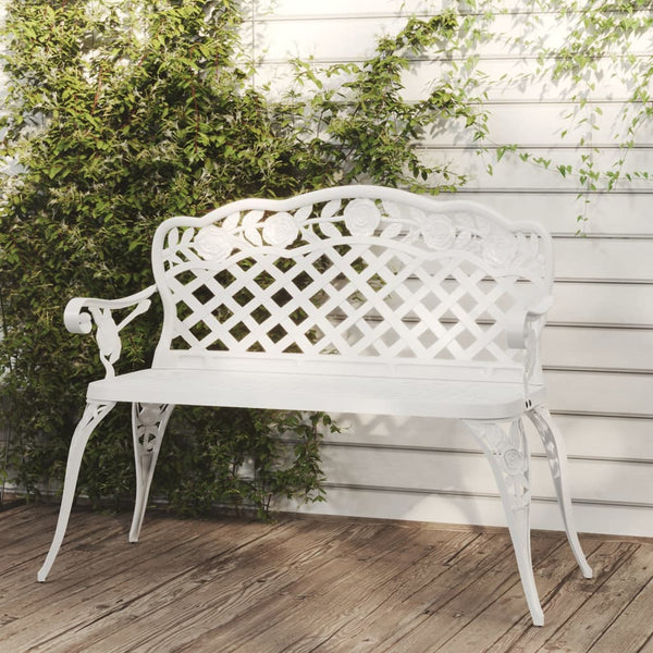 Garden Bench 108 Cm Cast Aluminium White Benches