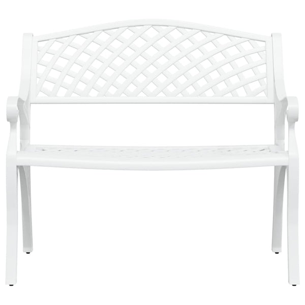 Garden Bench 102 Cm Cast Aluminium White Patio Benches