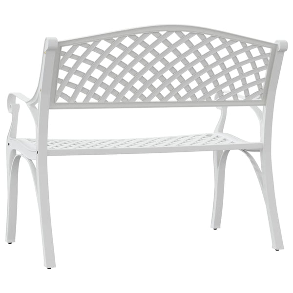 Garden Bench 102 Cm Cast Aluminium White Patio Benches
