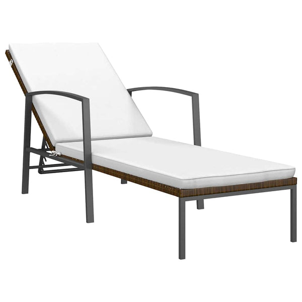 Vidaxl Garden Sun Lounger With Cushion Poly Rattan Brown Other Patio & Garden Furniture