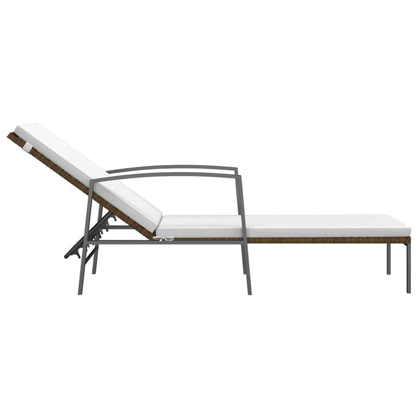 Vidaxl Garden Sun Lounger With Cushion Poly Rattan Brown Other Patio & Garden Furniture