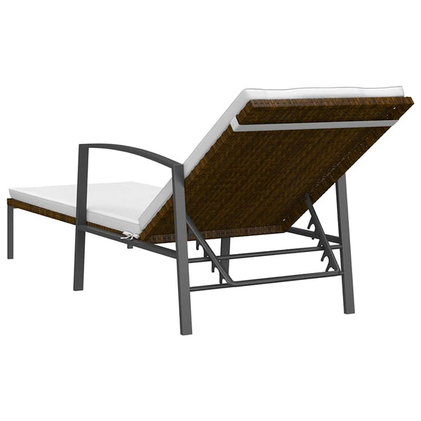 Vidaxl Garden Sun Lounger With Cushion Poly Rattan Brown Other Patio & Garden Furniture