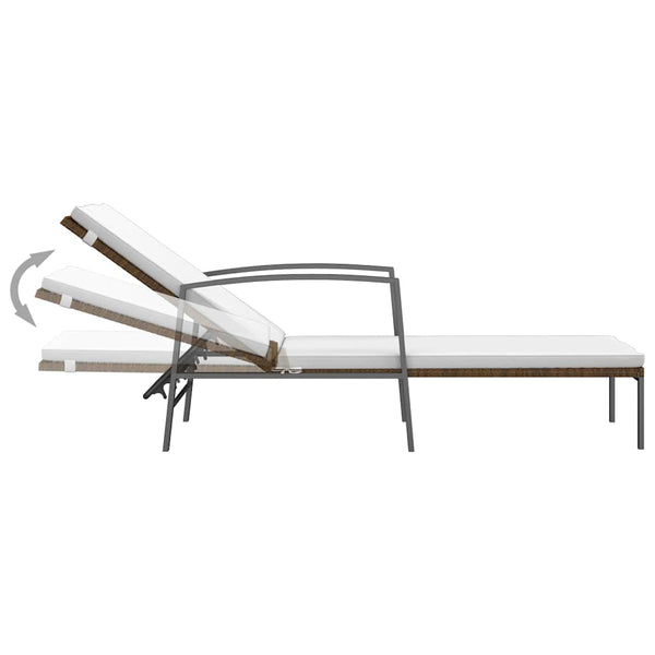 Vidaxl Garden Sun Lounger With Cushion Poly Rattan Brown Other Patio & Garden Furniture