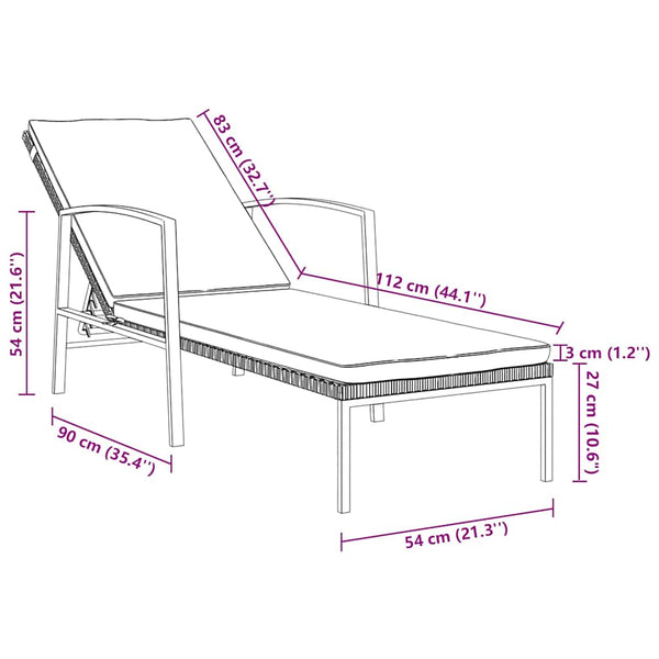 Vidaxl Garden Sun Lounger With Cushion Poly Rattan Brown Other Patio & Garden Furniture