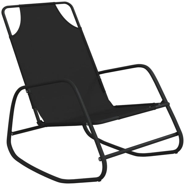 Rocking Sun Lounger Black Steel And Textilene Loungers