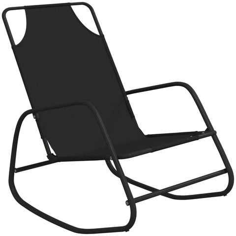 Rocking Sun Lounger Black Steel And Textilene Loungers