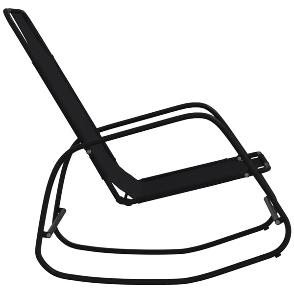 Rocking Sun Lounger Black Steel And Textilene Loungers