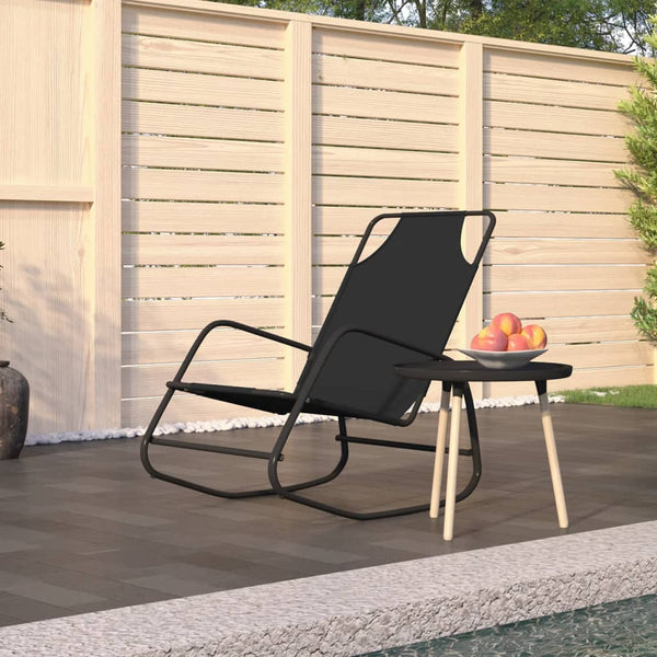 Rocking Sun Lounger Black Steel And Textilene Loungers
