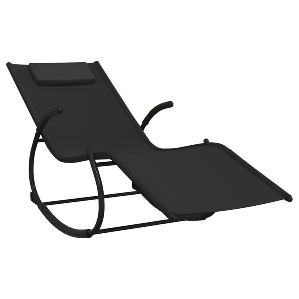 Rocking Sun 2 Pcs Black Steel And Textilene Loungers