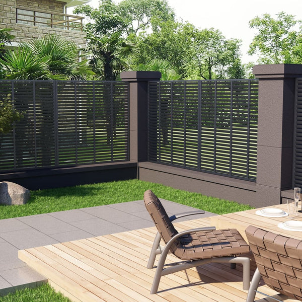 Louver Fence Wpc 180X180 Cm Grey Fence Panels