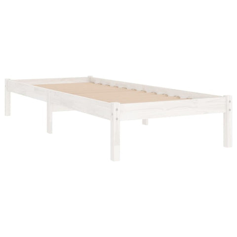 Bed Frame White Solid Wood 92X187 Cm Single Size