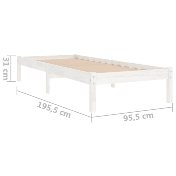 Bed Frame White Solid Wood 92X187 Cm Single Size Single Bed Frames