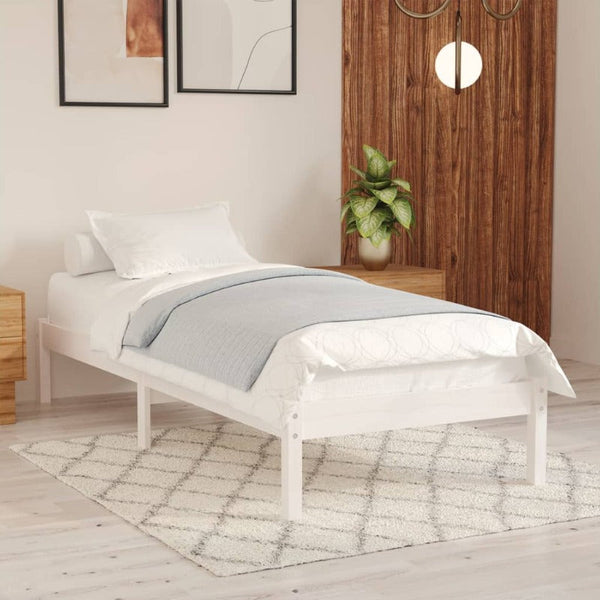 Bed Frame White Solid Wood 92X187 Cm Single Size Single Bed Frames